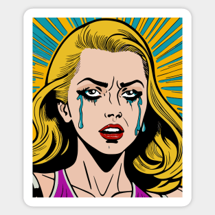 pop art crying girl Sticker